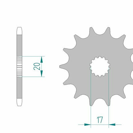 Pignon de sortie de boite AFAM Acier Standard 21203 - 520 Yamaha YZ 125 / WR 125/200 1987-2004 + GasGas + Scorpa SY