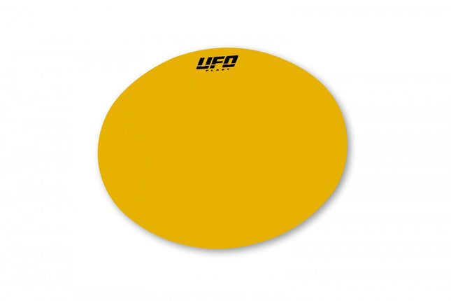 Sticker ovale jaune UFO pour plaques course
