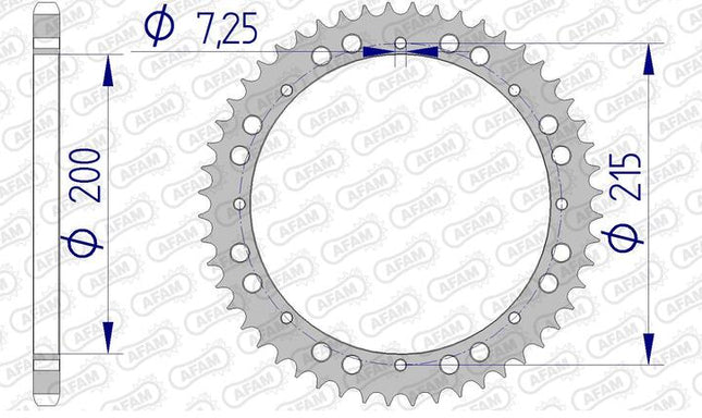 Couronne AFAM alu standard - KTM "Grand Moyeu" 1974-1982