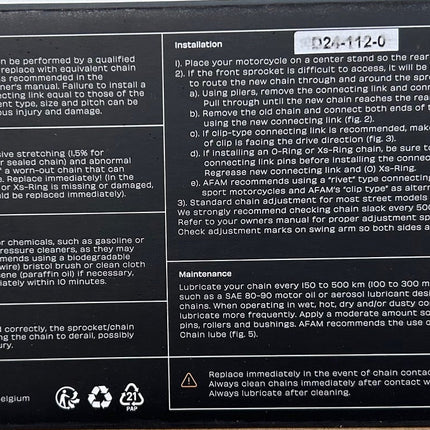 Chaîne de transmission AFAM A428R1G 428 - 136 maillons