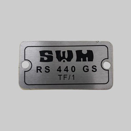 Plaque  signalétique  moteur SWM 24x46 mm - TF1 440
