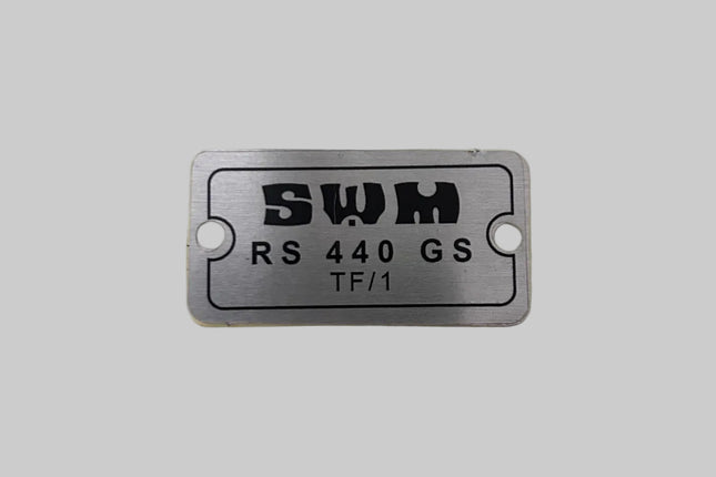 Plaque  signalétique  moteur SWM 24x46 mm - TF1 440