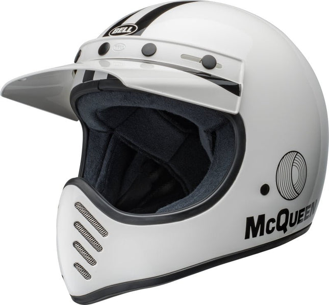 Casque BELL Moto - 3 - Steve McQueen Gloss White/Black - MotoTT Vintage