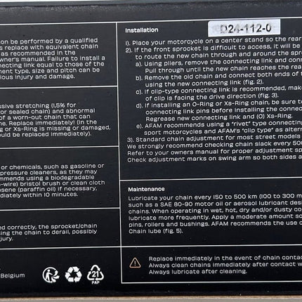 Chaîne de transmission AFAM A428R1G 428 - 150 maillons - MotoTT Vintage