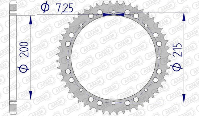 Couronne AFAM alu standard - KTM "Grand Moyeu" 1974-1982 - MotoTT Vintage