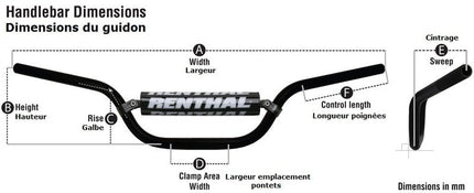Guidon RENTHAL MX/Enduro 7/8" 809 RC High Cross / Enduro - MotoTT Vintage