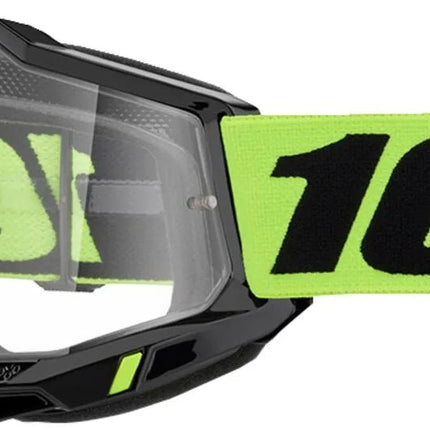 Masque 100% Accuri 2 Noir - Bandeau Jaune Fluo - MotoTT Vintage
