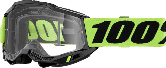 Masque 100% Accuri 2 Noir - Bandeau Jaune Fluo - MotoTT Vintage