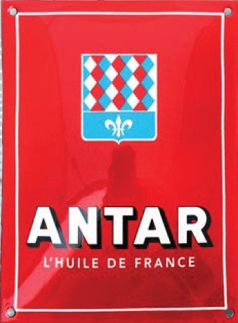 Plaque Emaillée bombée - ANTAR 20x27 cm - MotoTT Vintage