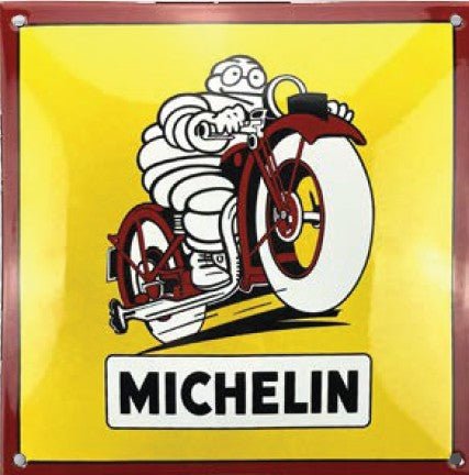 Plaque Emaillée bombée - BIBENDUM MICHELIN 25 x 25 cm - MotoTT Vintage