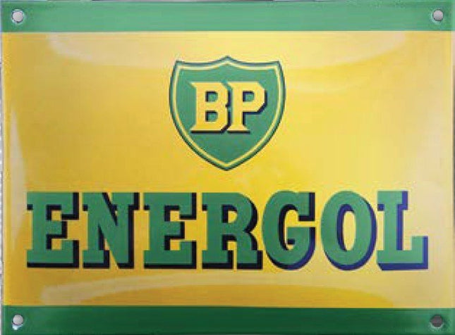 Plaque Emaillée bombée - BP ENERGOL 27x20 cm - MotoTT Vintage