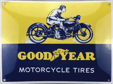 Plaque Emaillée bombée - GOOD YEAR MOTO 27 x 20 cm - MotoTT Vintage