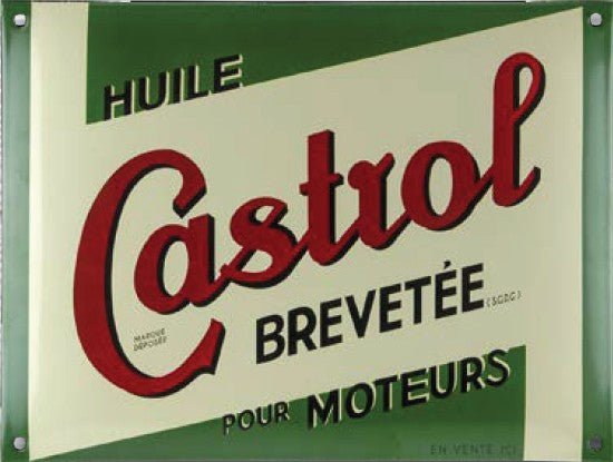 Plaque Emaillée bombée - HUILE CASTROL 32 x 24 cm - MotoTT Vintage