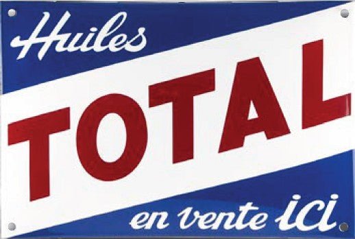 Plaque Emaillée bombée - HUILES TOTAL 20 x 30 cm - MotoTT Vintage
