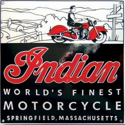 Plaque Emaillée bombée - INDIAN 30 x 30 cm - MotoTT Vintage