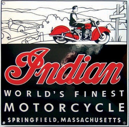 Plaque Emaillée bombée - INDIAN 30 x 30 cm - MotoTT Vintage