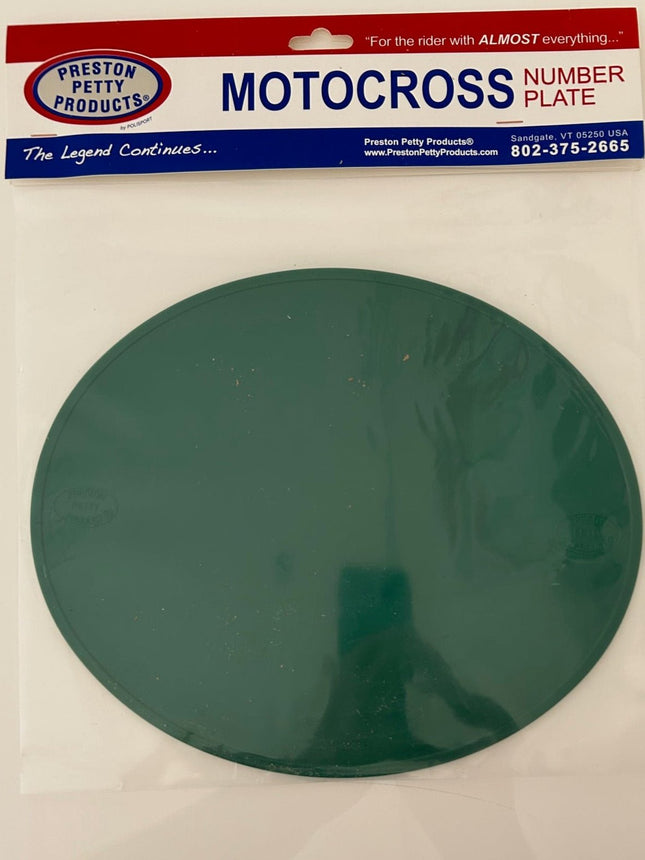 Plaque numéro frontale PRESTON PETTY ovale verte - MotoTT Vintage