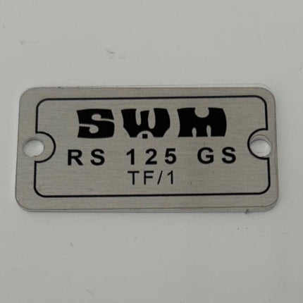 Plaque signalétique moteur SWM 24x46 mm - TF1 125 - MotoTT Vintage