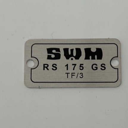 Plaque signalétique moteur SWM 24x46 mm - TF3 175 - MotoTT Vintage