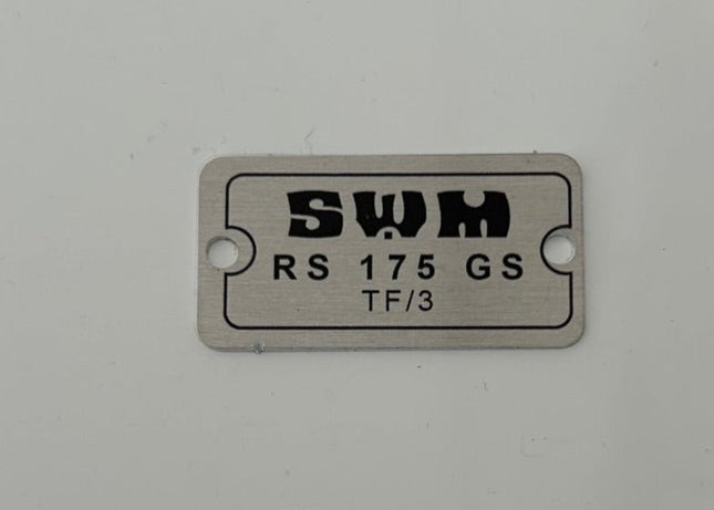 Plaque signalétique moteur SWM 24x46 mm - TF3 175 - MotoTT Vintage